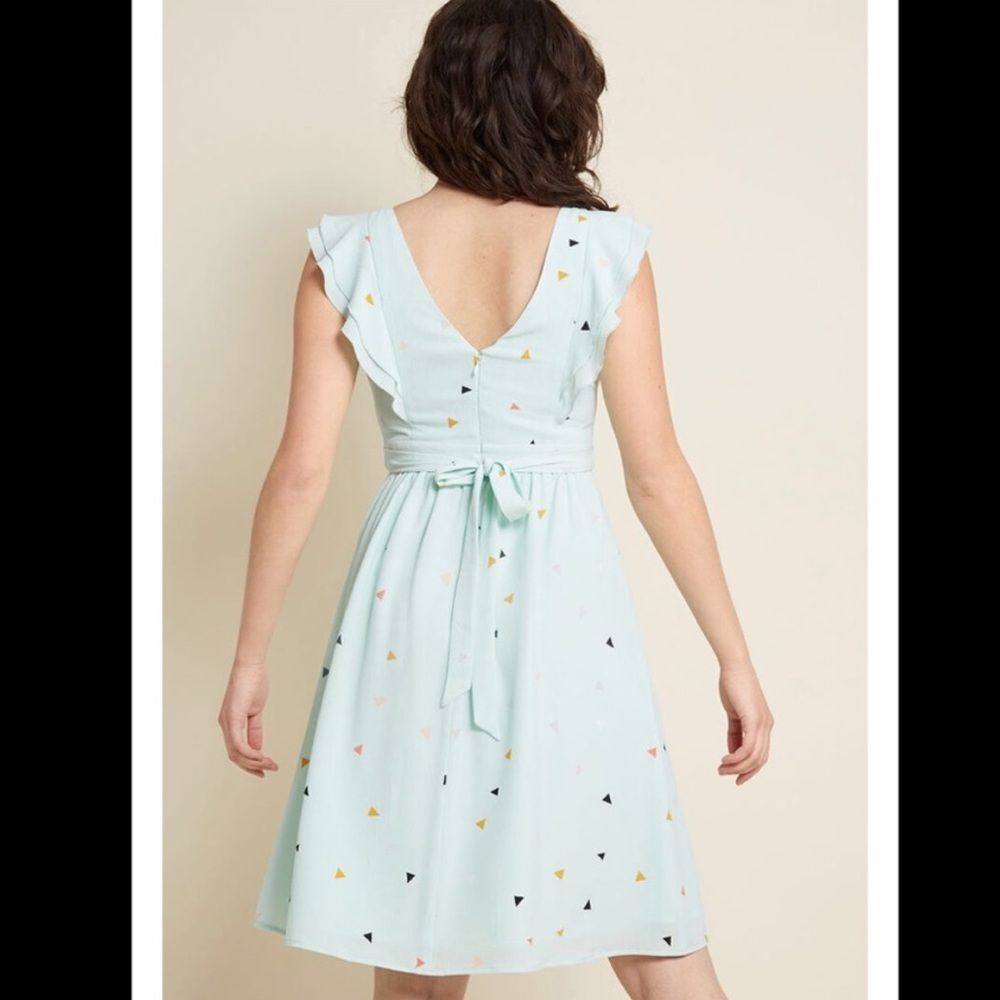 ModCloth Fervour Ruffle Mint Triangle Midi Dress - Picture 2 of 6